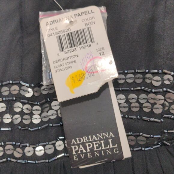 Adrianna Papell Evening Black Silk Beaded Strapless Dress size 12 - Picture 15 of 15